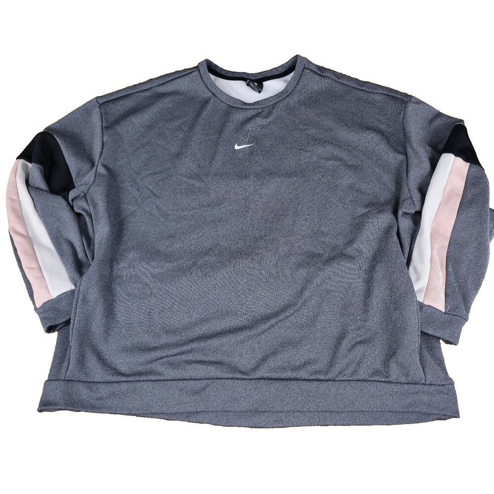 Nike Center swoosh sweatshirt Womens XL Grey Colorblock Fleece Thermal Pocket